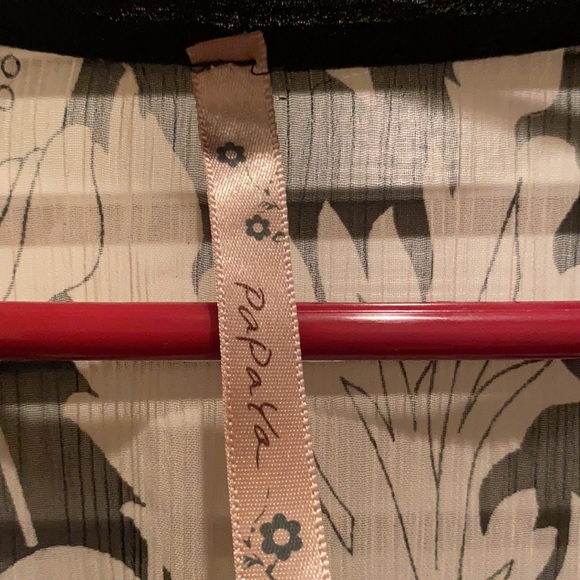 🌻Papaya- Black & White Mesh Babydoll Floral Top M - Picture 3 of 4